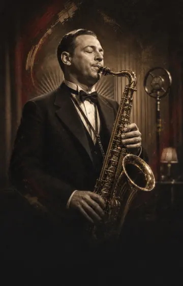 Marcel Mule szaxofonozik egy 1930-as éveket idéző párizsi koncertteremben